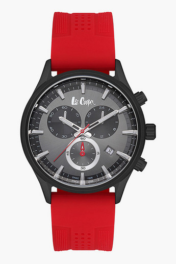 Lee Cooper Men's Red Chronograph Silicone Strap Watch - LC07206.668