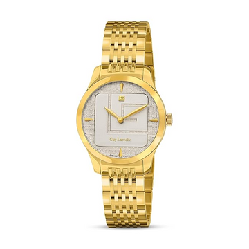 GUY LAROCHE Maxime Women’s Swiss Made Analog Watch – White Dial & Gold Stainless Steel (GLWLG0001204)