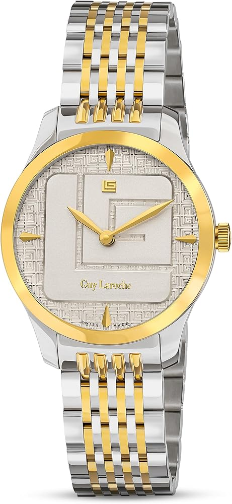 GUY LAROCHE Maxime Women’s Swiss Made Analog Watch – White Dial & Gold Stainless Steel (GLWLG0001205)