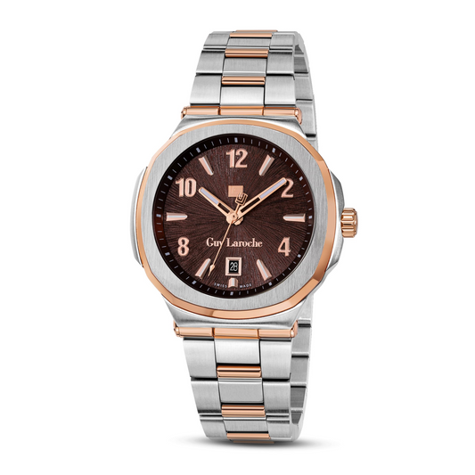 Guy Laroche Men’s Analog Watch with Brown Dial & Silver Stainless Steel Bracelet (GLWGG0000319)