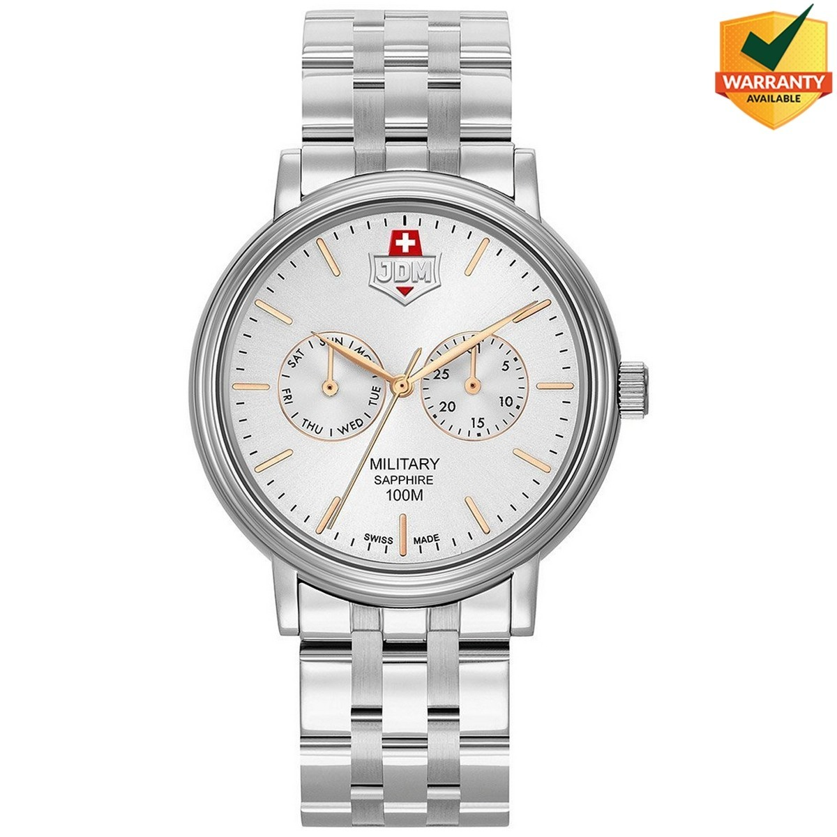 JDM Military (Jacques Du Manoir) - WG003-02 - Echo - Swiss Made - Stainless Steel Chronograph Wrist Watch for Men - 10 ATM