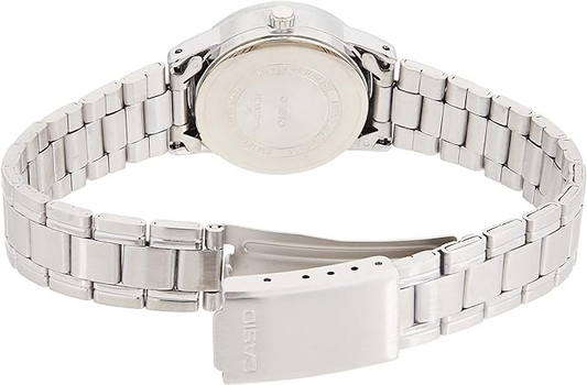 Casio LTP-V002D-1AUDF Women’s Silver Stainless Steel Watch with Black Dial