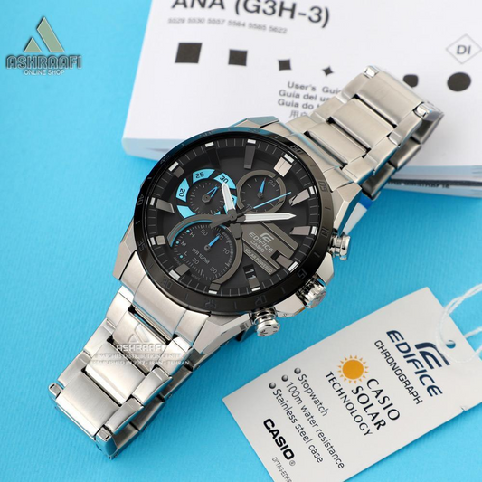 Casio Edifice EQS-940DB-1BVUDF – Men's Solar Chronograph Watch (Black Dial | Stainless Steel)