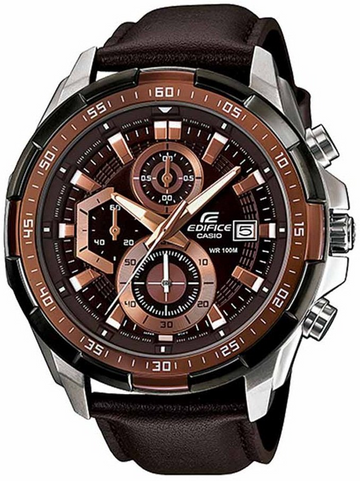 Casio Edifice EFR-539L-5AVUDF Men’s Chronograph Watch – Brown Dial | Leather Strap