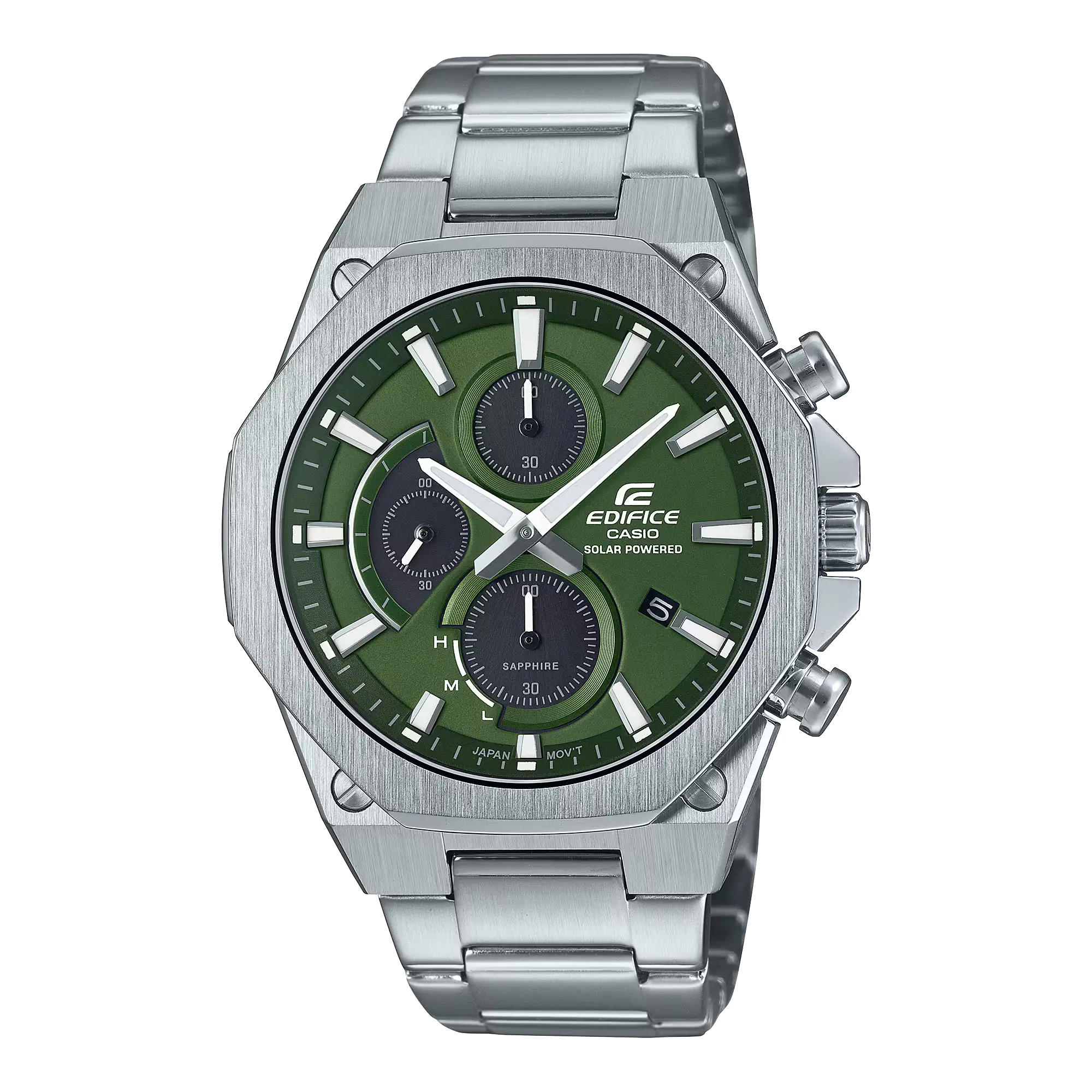 Casio Edifice EFS-S570D-3AUDF – Men's Solar Powered Stainless Steel Watch (Green Dial)