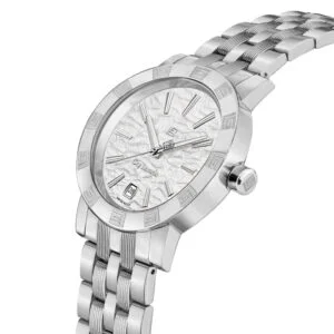 Guy Laroche Alex Men’s Swiss Quartz Watch with White Textured Dial & Stainless Steel Bracelet (GLWGG0000132)