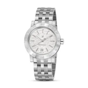 Guy Laroche Alex Men’s Swiss Quartz Watch with White Textured Dial & Stainless Steel Bracelet (GLWGG0000132)