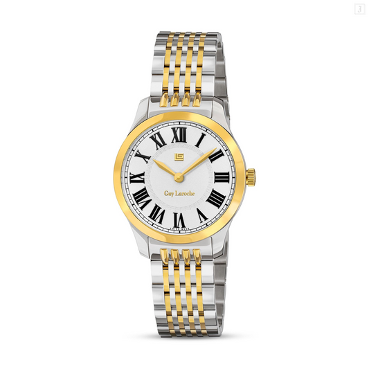 Guy Laroche Louise GLWLG0001105 Women’s Watch – White Dial Silver & Gold Stainless Steel | 29 mm