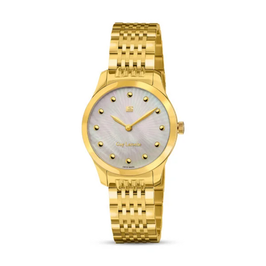 Guy Laroche Maxime Women’s Swiss Quartz Watch – Mother-of-Pearl Dial & Gold Bracelet (GLWLG0001207)