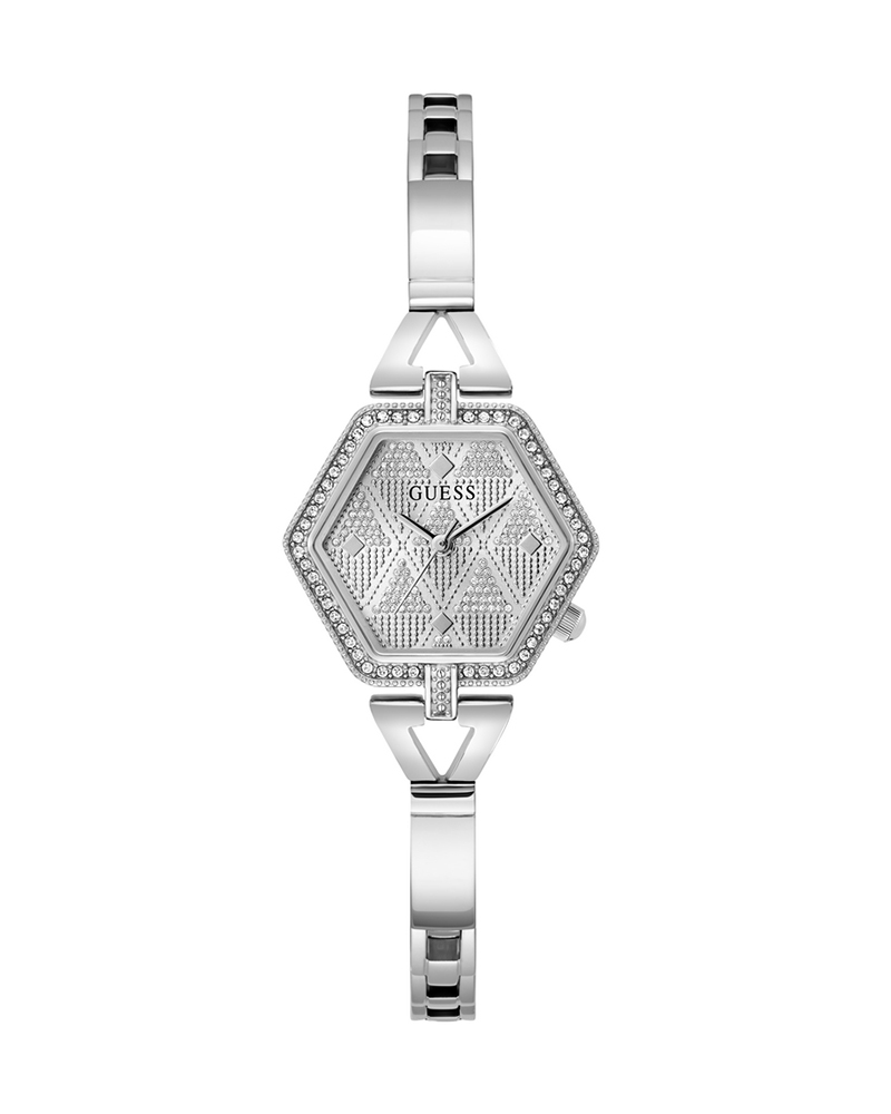 Guess GW0680L1 Women’s Silver Hexagonal Stainless Steel Watch with Crystals