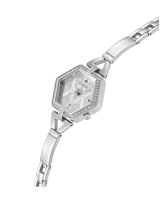 Guess GW0680L1 Women’s Silver Hexagonal Stainless Steel Watch with Crystals