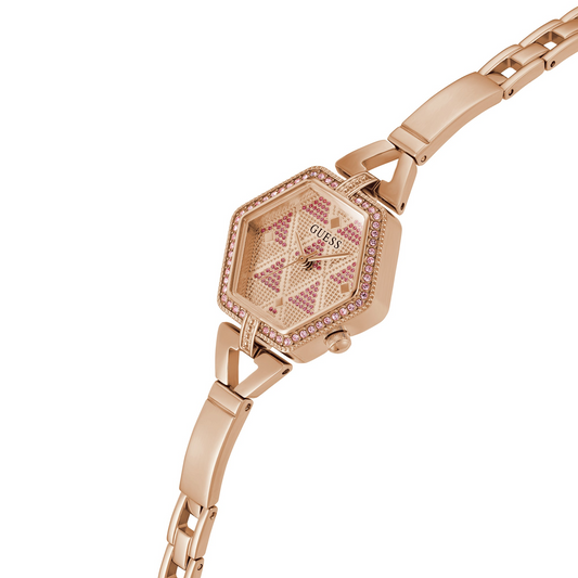 Guess GW0680L3 Women’s Rose Gold Hexagonal Stainless Steel Watch with Crystals