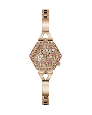 Guess GW0680L3 Women’s Rose Gold Hexagonal Stainless Steel Watch with Crystals