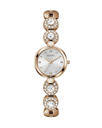 Guess GW0757L3 Women’s Rose Gold Stainless Steel Watch with Silver Dial and Crystals