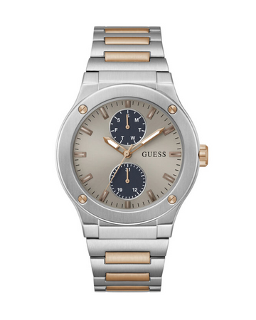 GUESS GW0795G2 Men’s Grey Dial Watch – Two-Tone Stainless Steel Bracelet, Day & Date, Multi-Function, 45mm, 50M Water Resistant