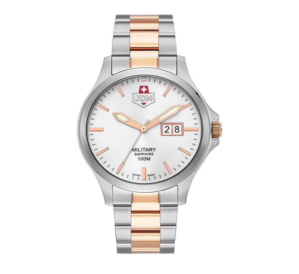 JDM Military (Jacques Du Manoir) -WG014-02- Alpha Big Date - Made In Switzerland - Wrist Watch for Men - 10 ATM.