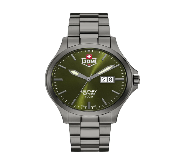 JDM Military (Jacques Du Manoir) -WG014-05- Alpha Big Date - Made In Switzerland - Wrist Watch for Men - 10 ATM.