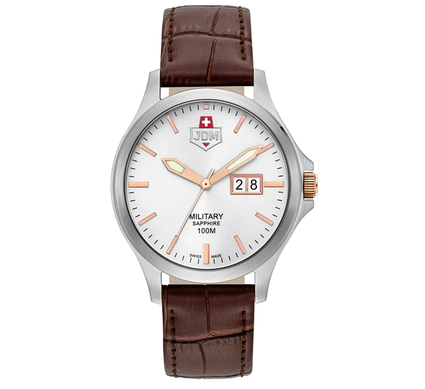 JDM Military (Jacques Du Manoir) -WG014-07- Alpha Big Date - Made In Switzerland - Wrist Watch for Men - 10 ATM.