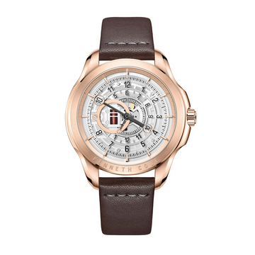 Kenneth Cole Classic KCWGA2218001 44mm Silver Dial Brown Leather Men's Quartz Watch
