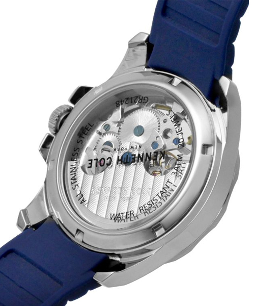 Kenneth Cole KCWGR2124801 Blue Rubber Strap Men's Automatic Skeleton Watch