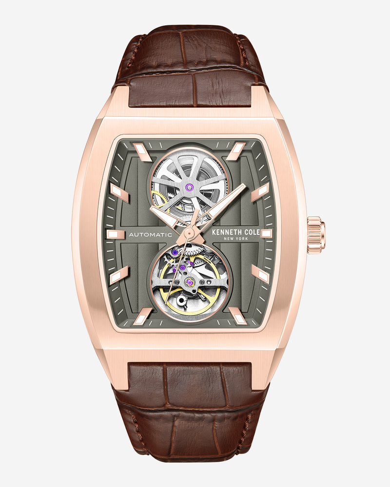 Kenneth Cole Curved Automatic Strap Watch  Refined Elegance & Precision
