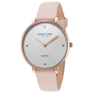 Kenneth Cole KCWLA2220003 White Dial Women's Diamond Pink Leather Quartz Watch