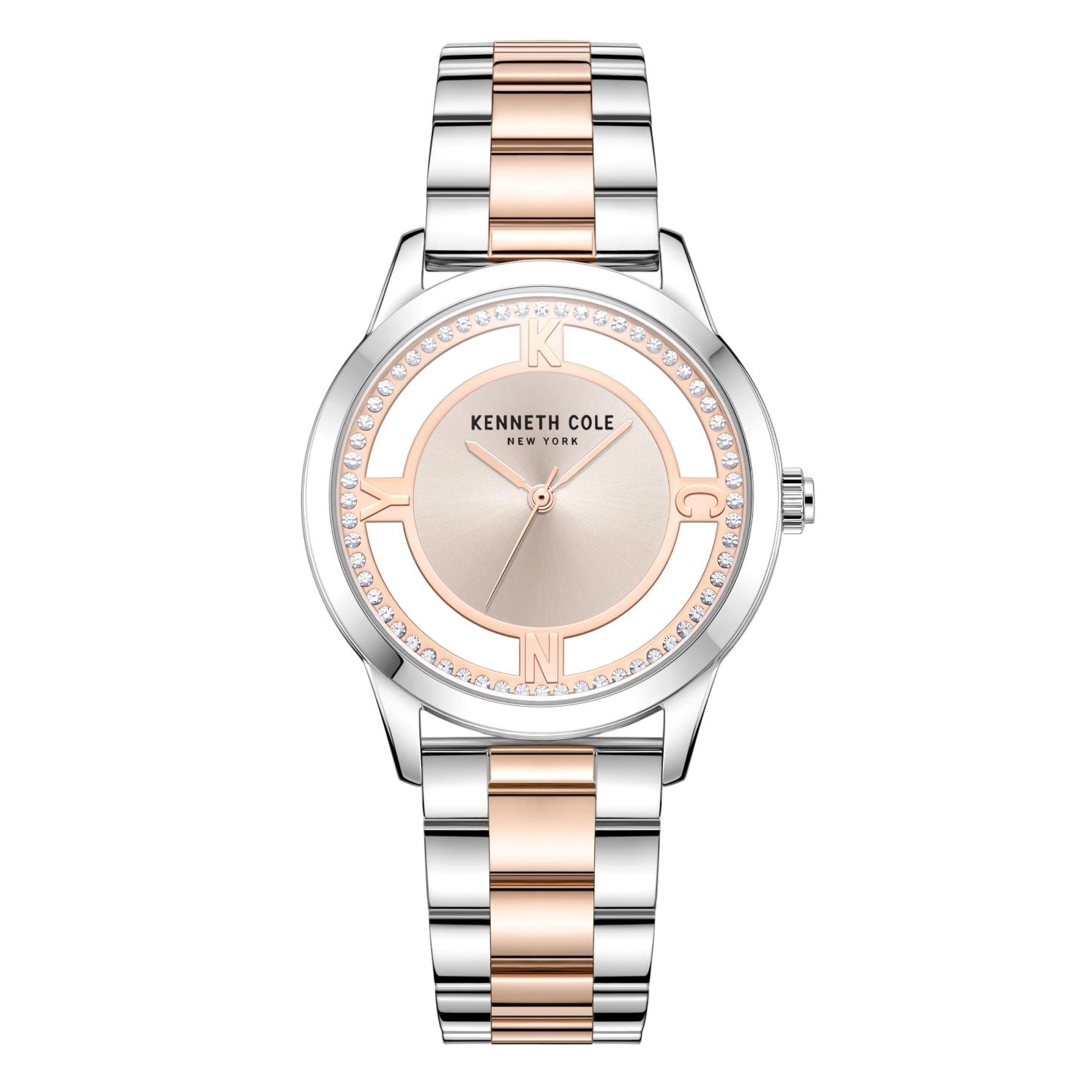Kenneth Cole New York - KCWLG2220102 - Stainless Steel Wrist Watch for Women - Silver & Rose Gold