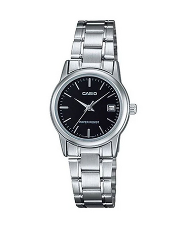Casio LTP-V002D-1AUDF Women’s Silver Stainless Steel Watch with Black Dial