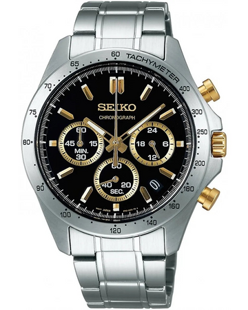 Seiko Spirit SBTR015 Men’s Chronograph Watch – Black Dial Stainless Steel (40mm, 8T67 Quartz, 100M Water Resistant)