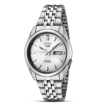 Seiko SNK355K1 Men’s Automatic Watch – White Dial Stainless Steel