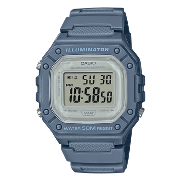 CASIO Youth W-218HC-2AVDF Men’s Digital Watch – Blue Resin Band, LED Backlight, 1/100-Second Stopwatch, 50M Water Resistant