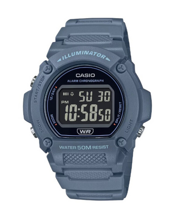 Casio W-219HC-2BVDF Men’s Digital Watch – Blue Resin Strap (Alarm, Stopwatch, Calendar, 50M Water Resistant)
