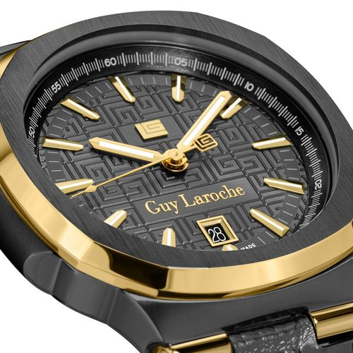 Guy Laroche Charlie Men’s Swiss Quartz Watch with Cool Grey Dial & Textured Leather Strap (GLWGA0000317)