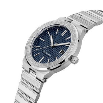 Guy Laroche Sacha Men’s Swiss Made Quartz Watch with Blue Dial & Silver Stainless Steel Bracelet (GLWGG0000406)