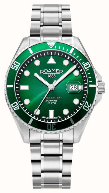 Roamer Pro Diver 200 Swiss Quartz Watch for Men – Green Gradient Dial, 43mm Stainless Steel