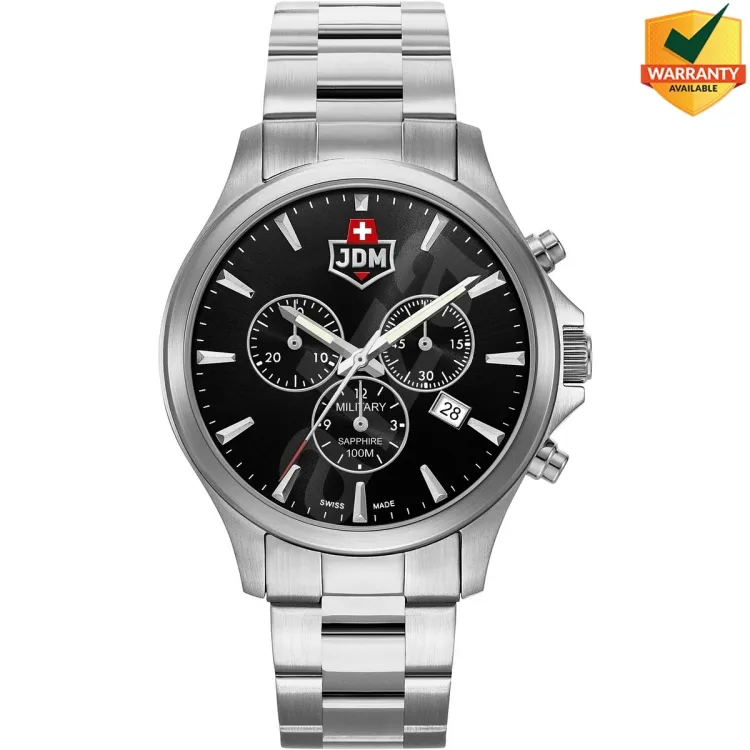 JDM Military (Jacques Du Manoir) - WG002-01 - Alpha Chrono - Swiss Made - Stainless Steel Chronograph Wrist Watch for Men - 10 ATM