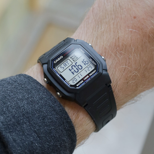 CASIO W-800H-1BVDF Men’s Digital Watch – Black Resin Band, World Time, LED Light, Stopwatch, 100M Water Resistant