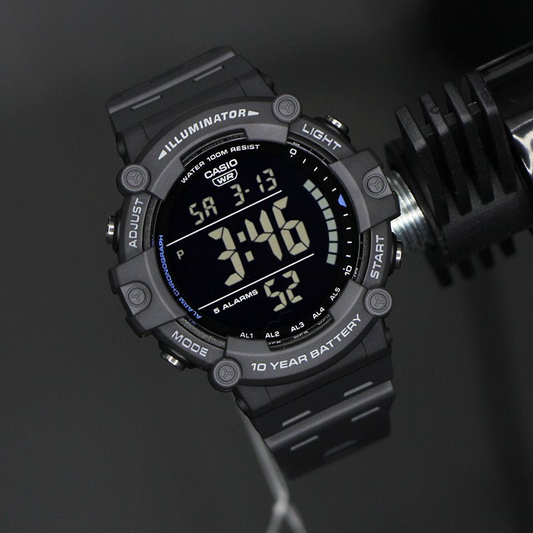 CASIO AE-1500WH-8BVDF Men’s Digital Watch – Black Resin Band, World Time, Multi-Function, 100M Water Resistant