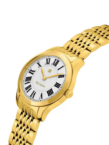 GUY LAROCHE Women’s Analog Watch – White Dial & Gold Strap (GLWLG0001106)
