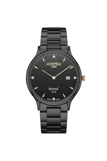 Roamer Eternal Swiss 863833 45 55 50 Quartz Watch for Men – Black Dial, 40mm Stainless Steel Bracelet