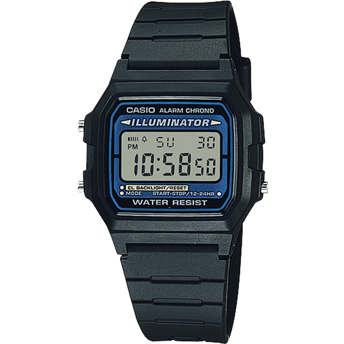 Casio Illuminator F-105W-1ADF Men’s Black Silicone Strap Watch – Black Dial Quartz