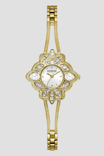 GUESS GW0681L2 Women’s Gold Watch – White Dial, Stainless Steel Bracelet, Crystal Details, 31mm, 30M Water Resistant