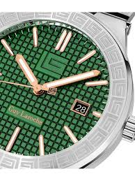 Guy Laroche Sacha Men’s Swiss Made Quartz Watch with Green Dial & Black Leather Strap (GLWGA0000403)