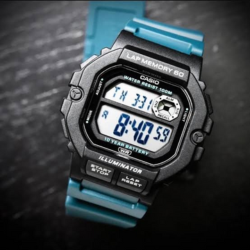 Original Casio WS-1400H-3AVDF Men’s Digital Watch – Black & Blue Resin Band, Dual Time, Stopwatch, 100M Water Resistant