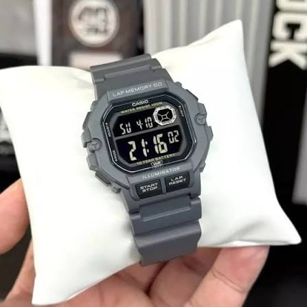 CASIO WS-1400H-8BVDF Men’s Digital Watch – Grey Resin Band, World Time, Stopwatch, LED Light, 100M Water Resistant