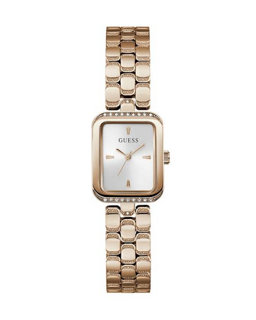 GUESS GW0865L3 Women’s Watch – Silver Dial, Rose Gold Stainless Steel Bracelet, Crystal Details, 22mm, 30M Water Resistant