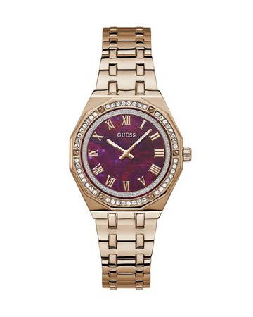 GUESS GW0770L3 Women’s Watch – Mother of Pearl Dial, Rose Gold Stainless Steel Bracelet, Crystal Details, 36mm, 50M Water Resistant