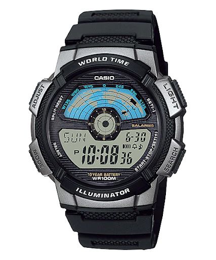 Casio AE-1100W-1AVDF Youth Series Digital Watch – World Time, 100M Water Resistant