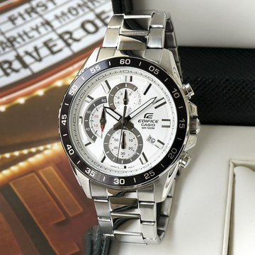 Casio Edifice EFV-550D-7AVUDF – White Dial Chronograph Men's Watch (Stainless Steel | 100M Water Resistant)