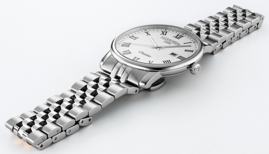 Roamer Classico Swiss Quartz Watch for Men – White Dial, 40mm Silver-Tone Stainless Steel Bracelet